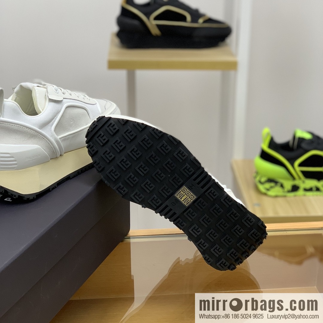 BALMA Balmain, made of calfskin polyester waterproof fabric, turned fur material, men's mecha style Casual Shoes
