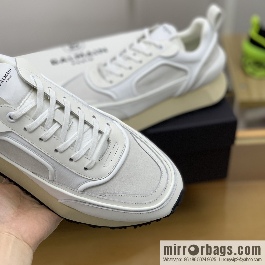 BALMA Balmain, made of calfskin polyester waterproof fabric, turned fur material, men's mecha style Casual Shoes