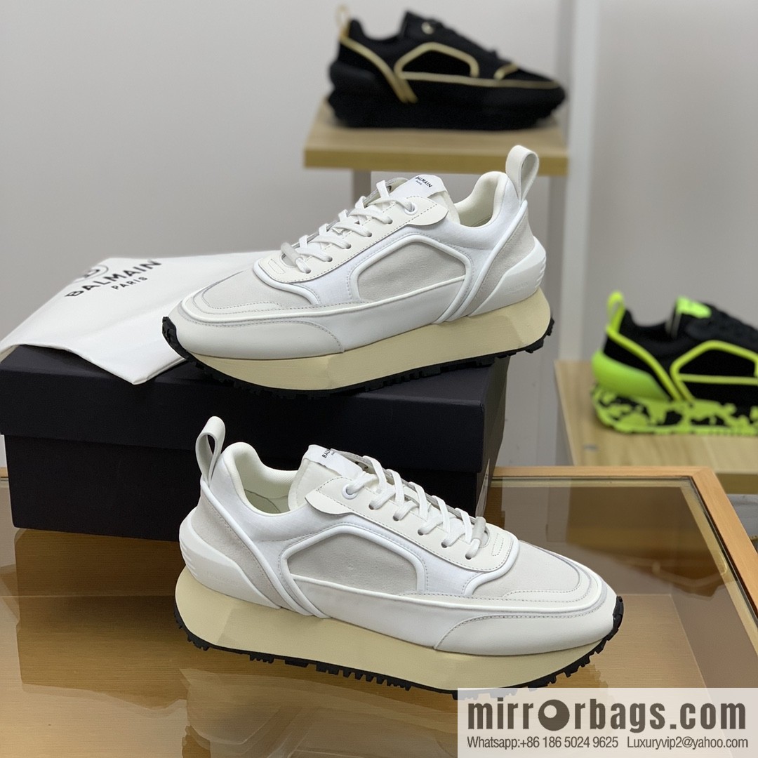BALMA Balmain, made of calfskin polyester waterproof fabric, turned fur material, men's mecha style Casual Shoes