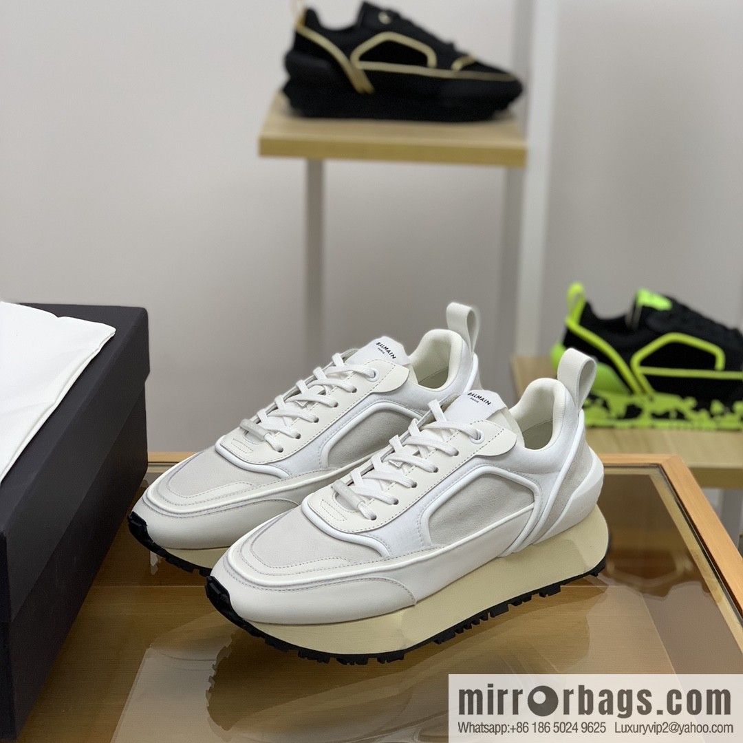 BALMA Balmain, made of calfskin polyester waterproof fabric, turned fur material, men's mecha style Casual Shoes