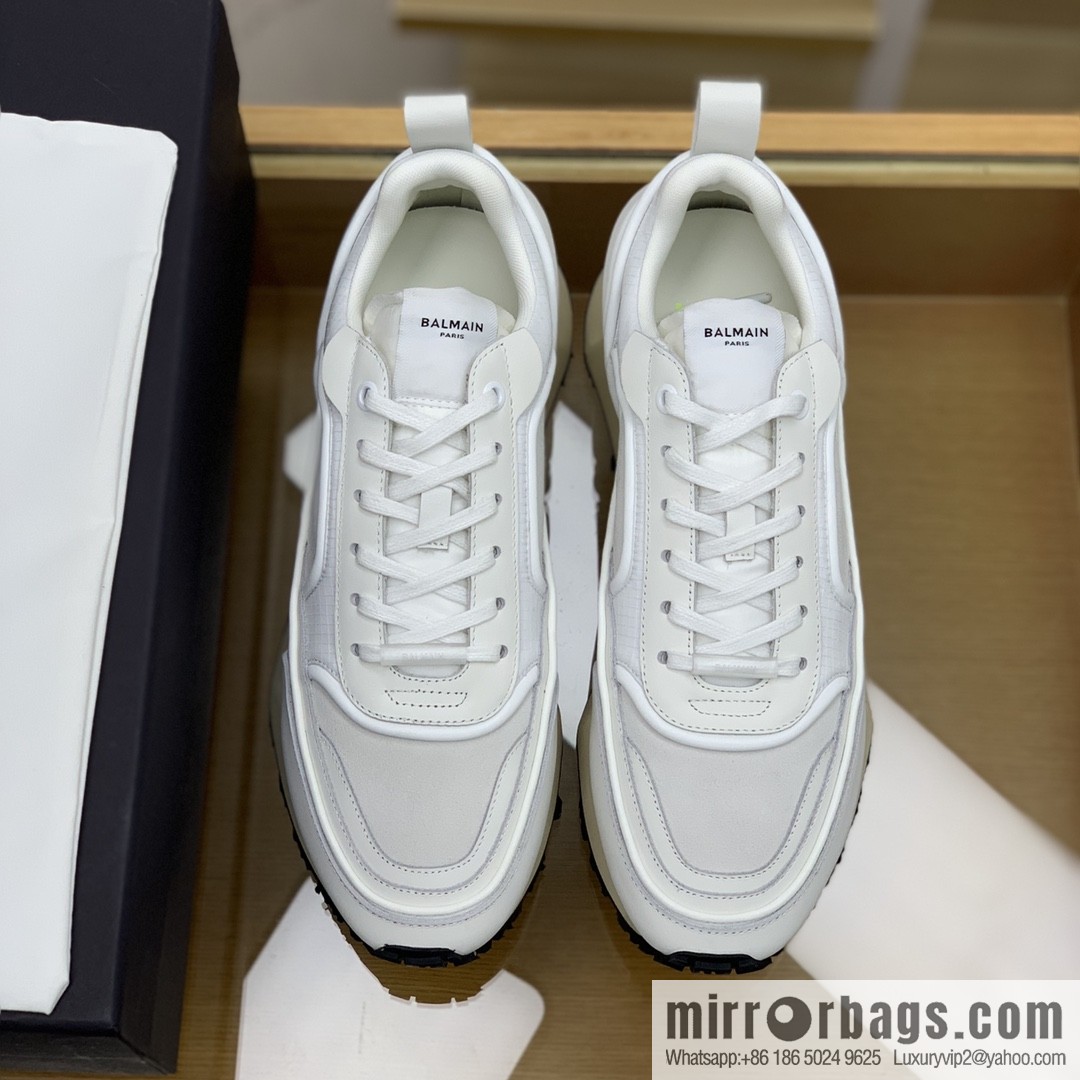 BALMA Balmain, made of calfskin polyester waterproof fabric, turned fur material, men's mecha style Casual Shoes