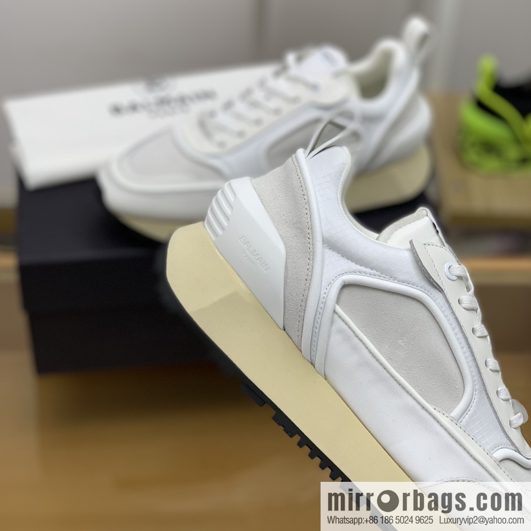 BALMA Balmain, made of calfskin polyester waterproof fabric, turned fur material, men's mecha style Casual Shoes