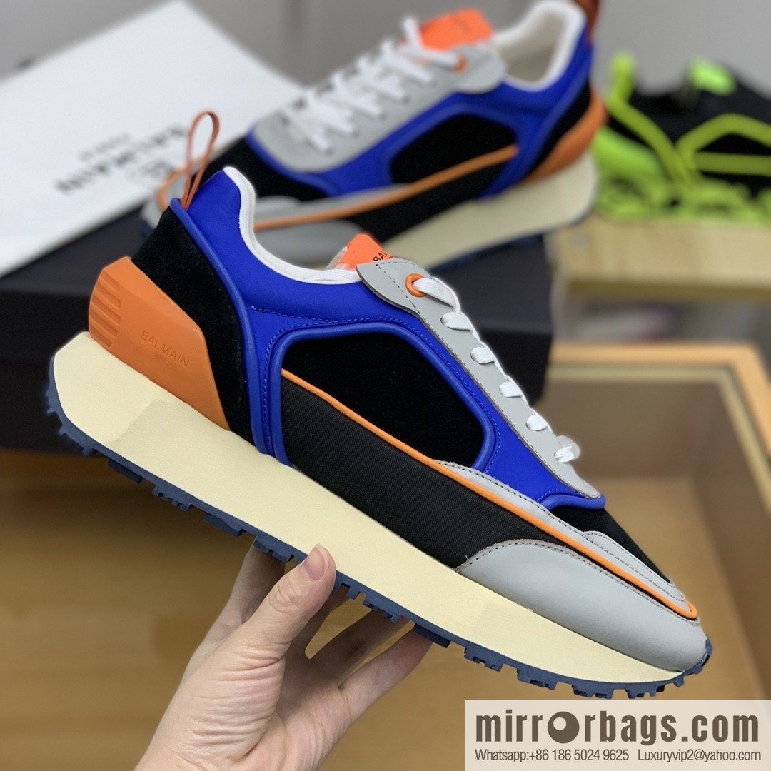 BALMA Balmain, made of calfskin polyester waterproof fabric, turned fur material, men's mecha style Casual Shoes