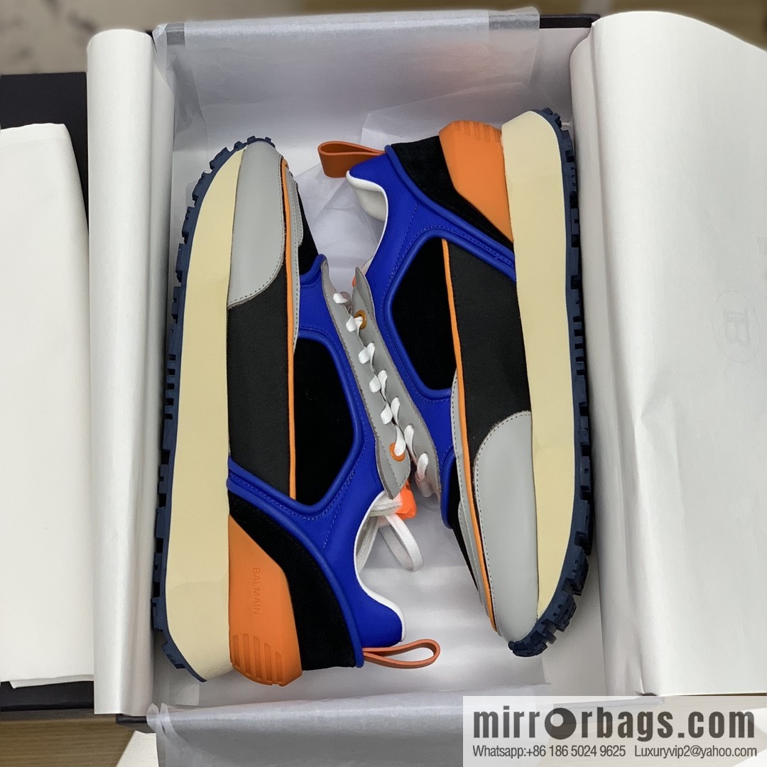 BALMA Balmain, made of calfskin polyester waterproof fabric, turned fur material, men's mecha style Casual Shoes