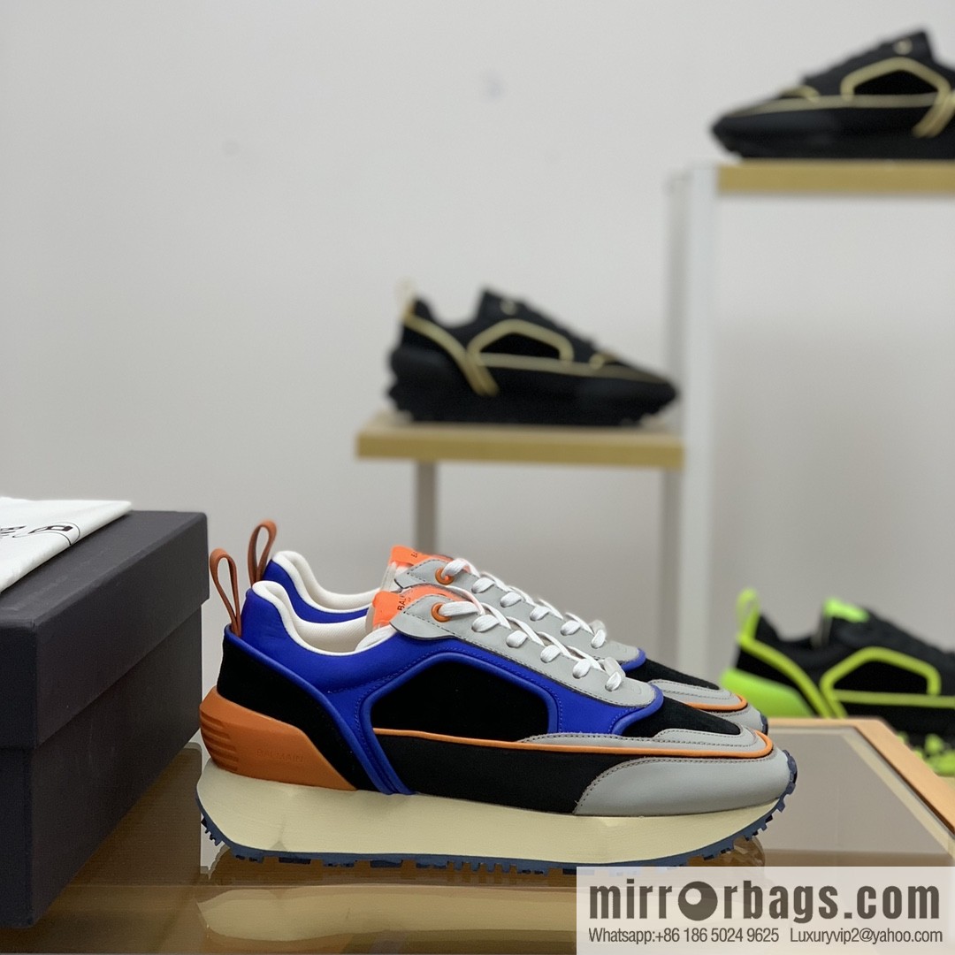 BALMA Balmain, made of calfskin polyester waterproof fabric, turned fur material, men's mecha style Casual Shoes