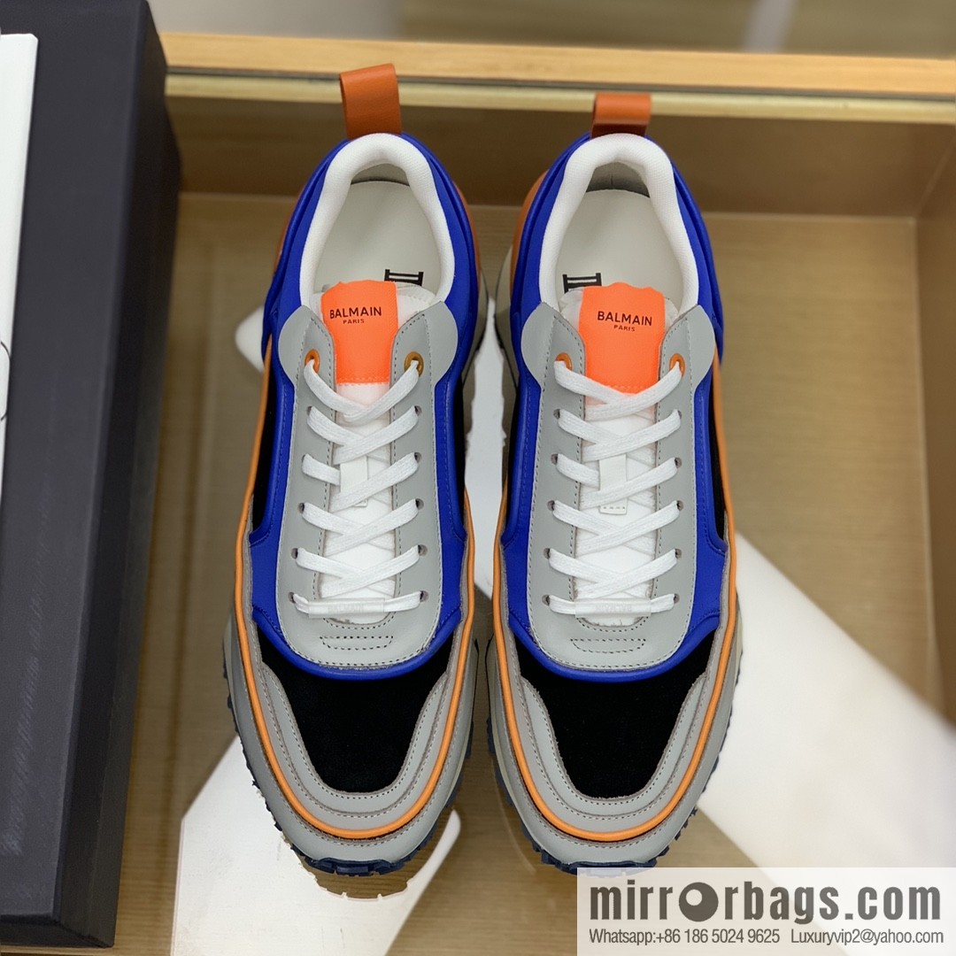BALMA Balmain, made of calfskin polyester waterproof fabric, turned fur material, men's mecha style Casual Shoes
