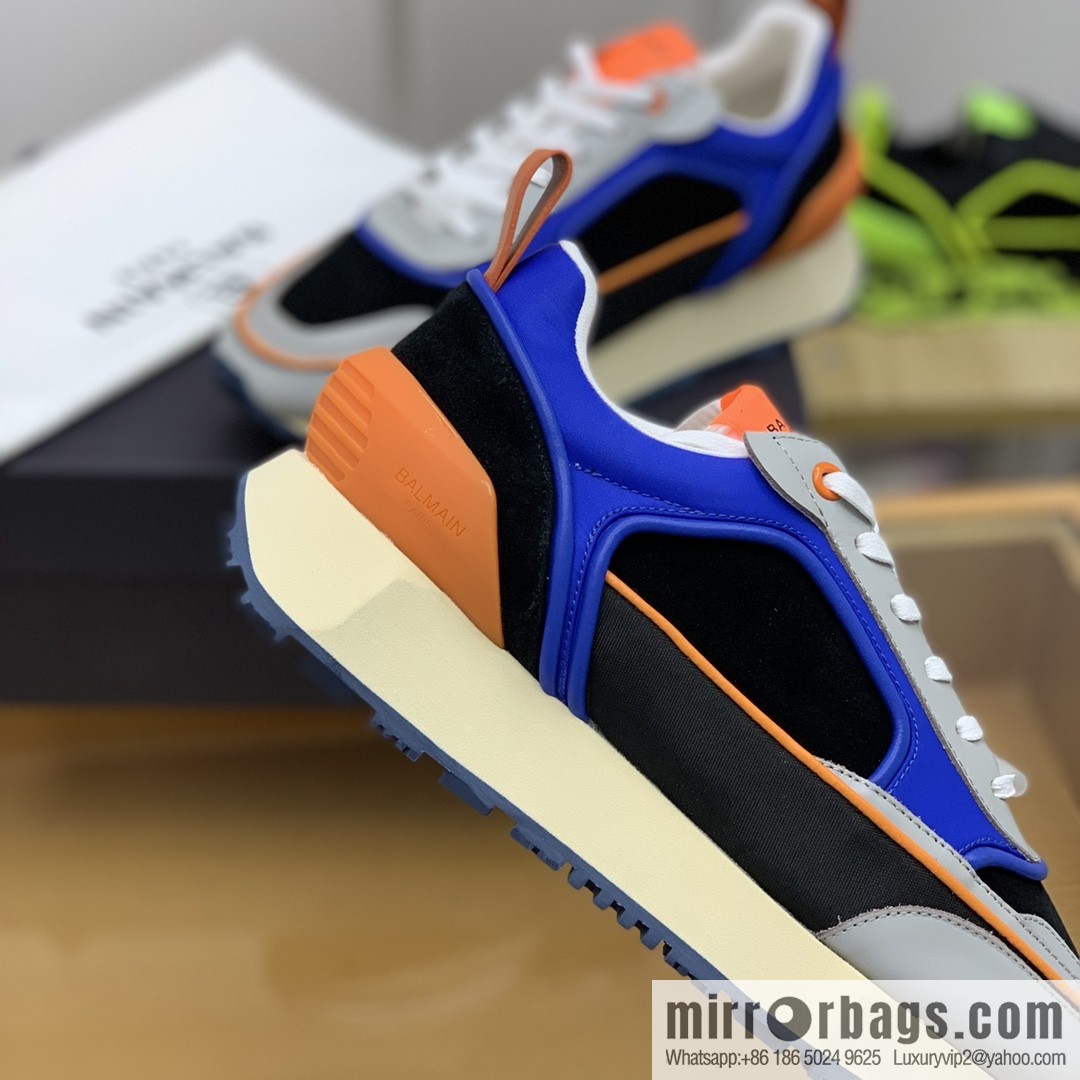 BALMA Balmain, made of calfskin polyester waterproof fabric, turned fur material, men's mecha style Casual Shoes