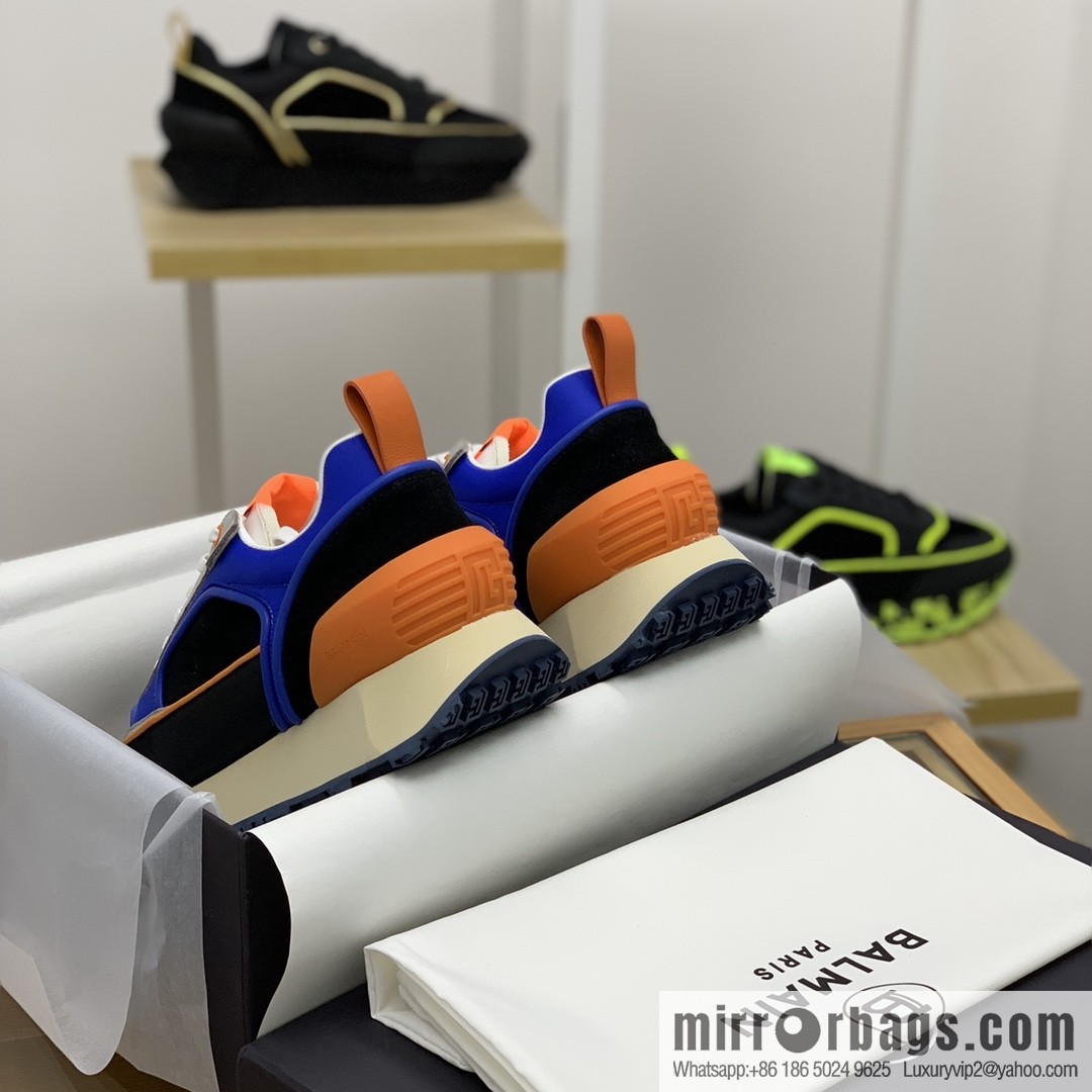 BALMA Balmain, made of calfskin polyester waterproof fabric, turned fur material, men's mecha style Casual Shoes