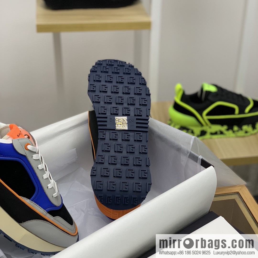 BALMA Balmain, made of calfskin polyester waterproof fabric, turned fur material, men's mecha style Casual Shoes