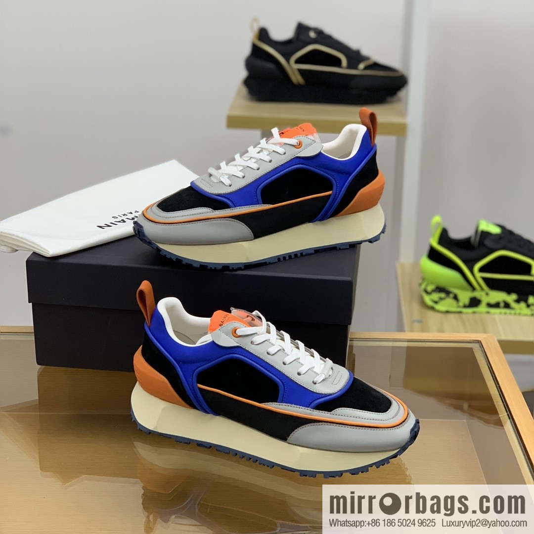 BALMA Balmain, made of calfskin polyester waterproof fabric, turned fur material, men's mecha style Casual Shoes