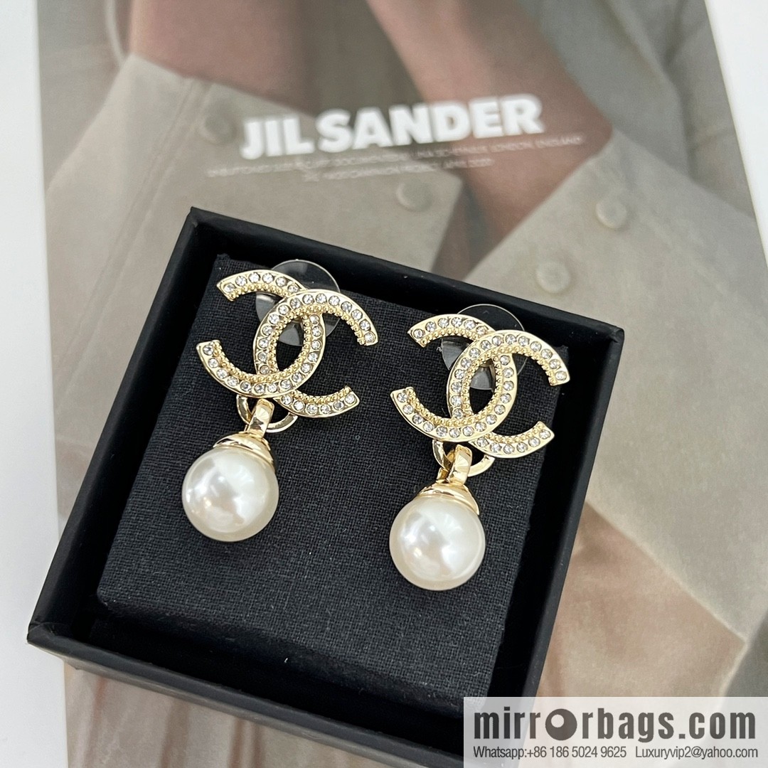 New ☑️ CHANEL Chanel c2 double c pearl stud earrings