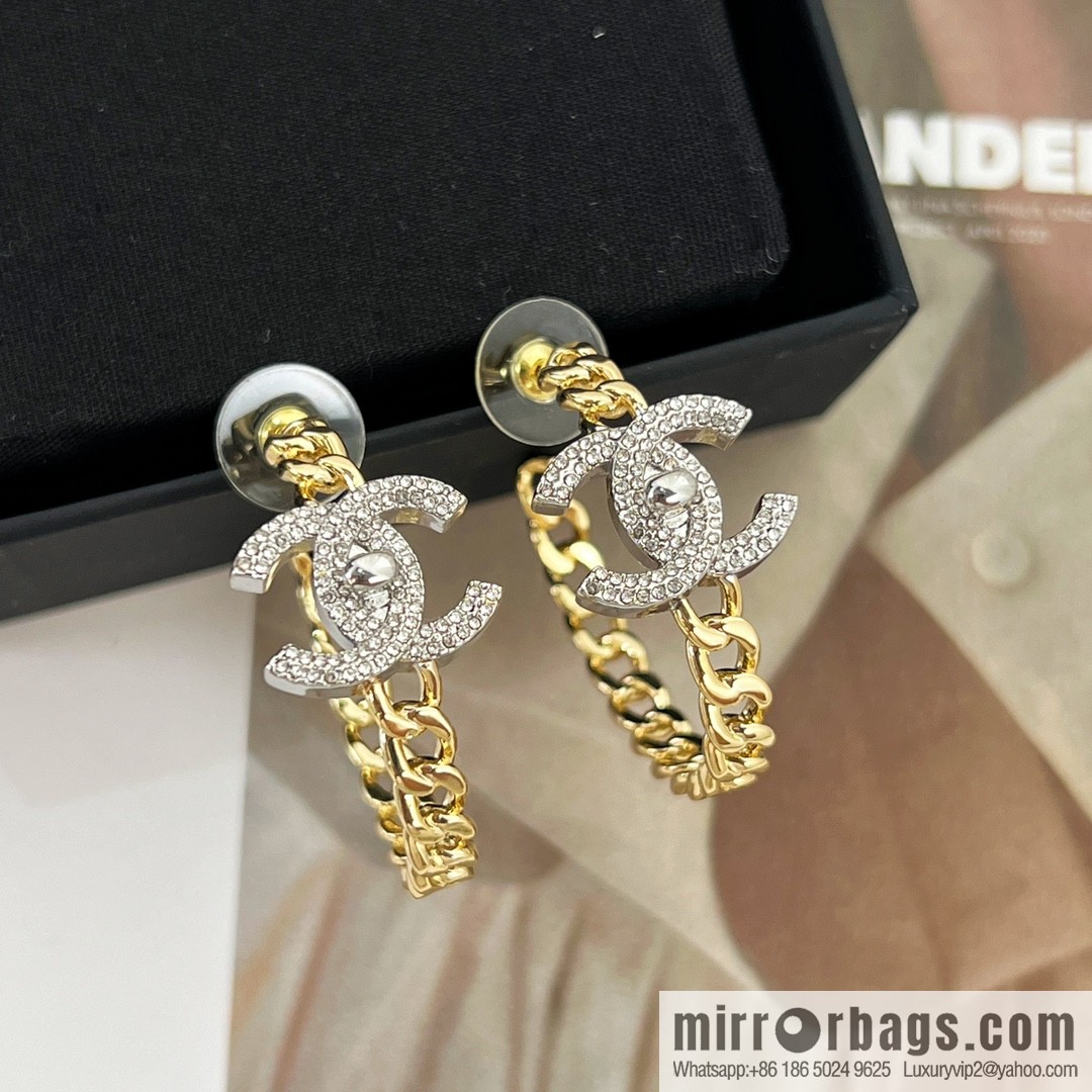 New ☑️ CHANEL Chanel double c full diamond stud earrings