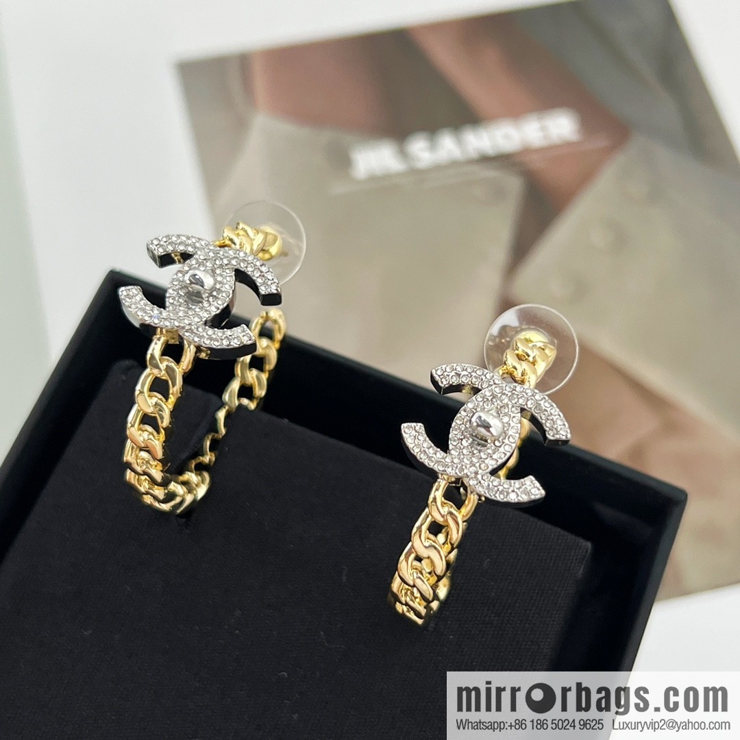 New ☑️ CHANEL Chanel double c full diamond stud earrings