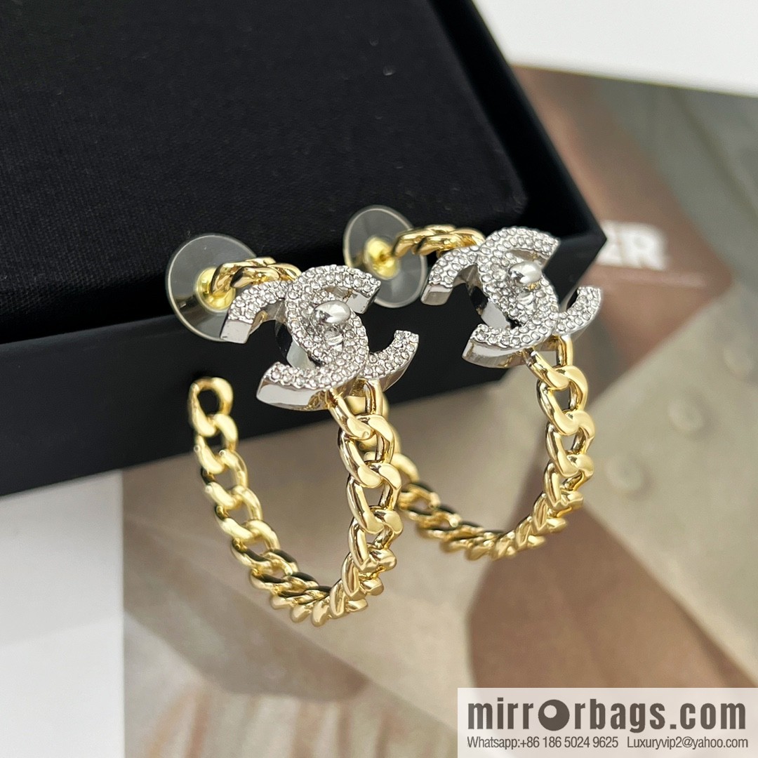 New ☑️ CHANEL Chanel double c full diamond stud earrings
