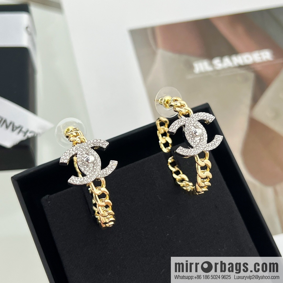 New ☑️ CHANEL Chanel double c full diamond stud earrings