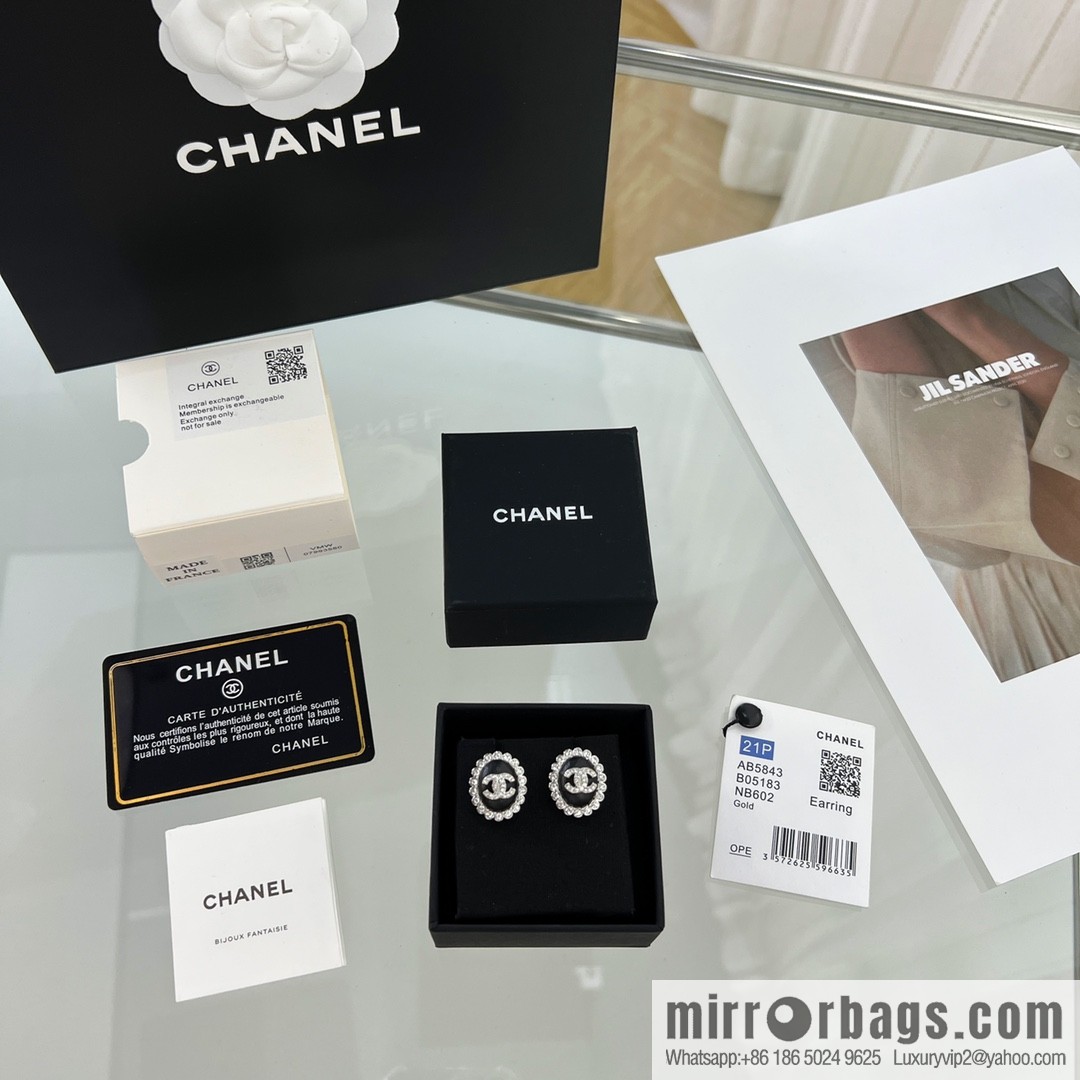New ☑️ CHANEL Chanel double c oval stud earrings