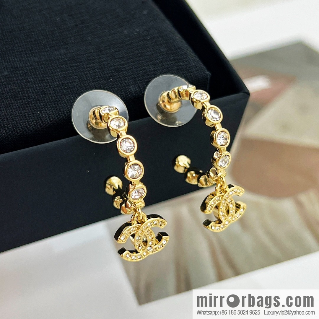 New ☑️ CHANEL Chanel c2 double c full diamond stud earrings