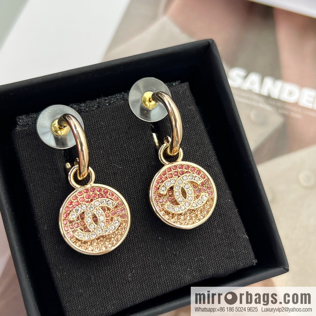 New ☑️ CHANEL Chanel c2 double c round full diamond stud earrings