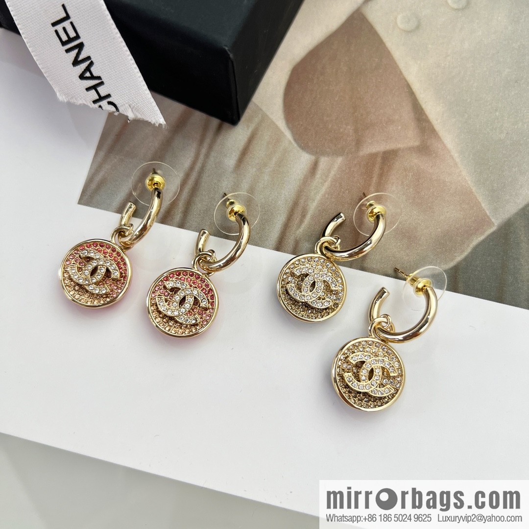 New ☑️ CHANEL Chanel c2 double c round full diamond stud earrings