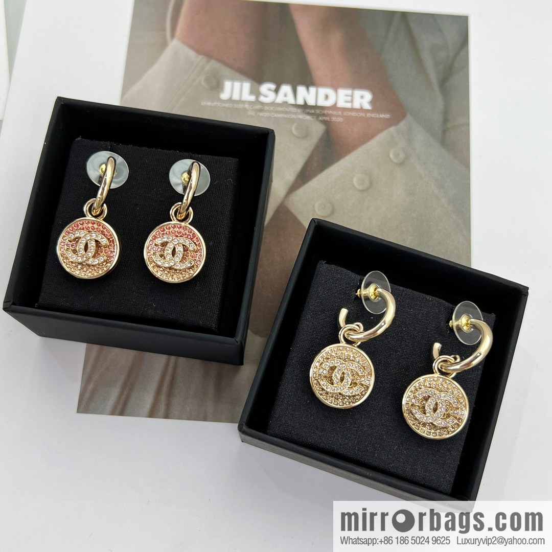 New ☑️ CHANEL Chanel c2 double c round full diamond stud earrings