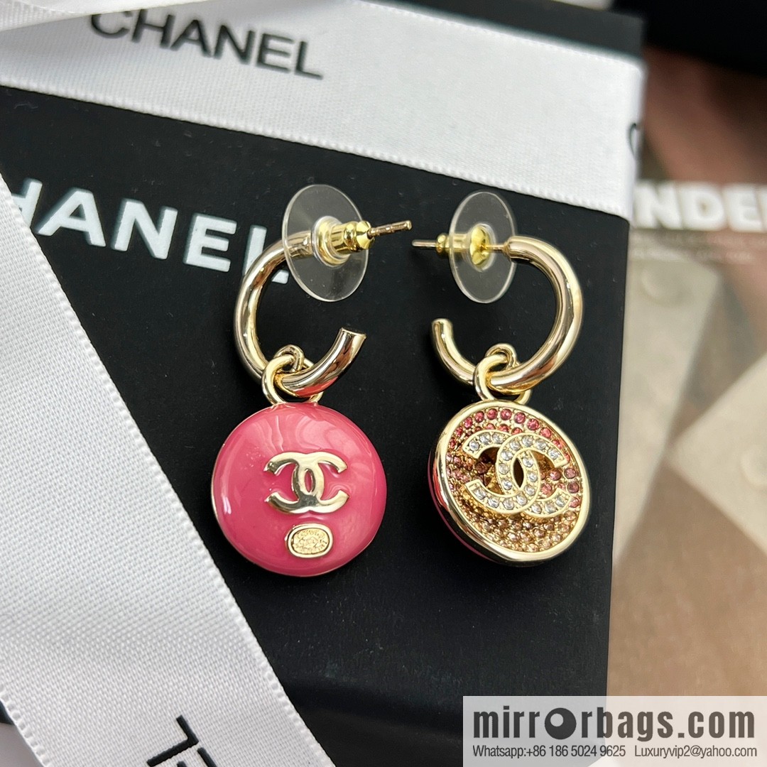New ☑️ CHANEL Chanel c2 double c round full diamond stud earrings