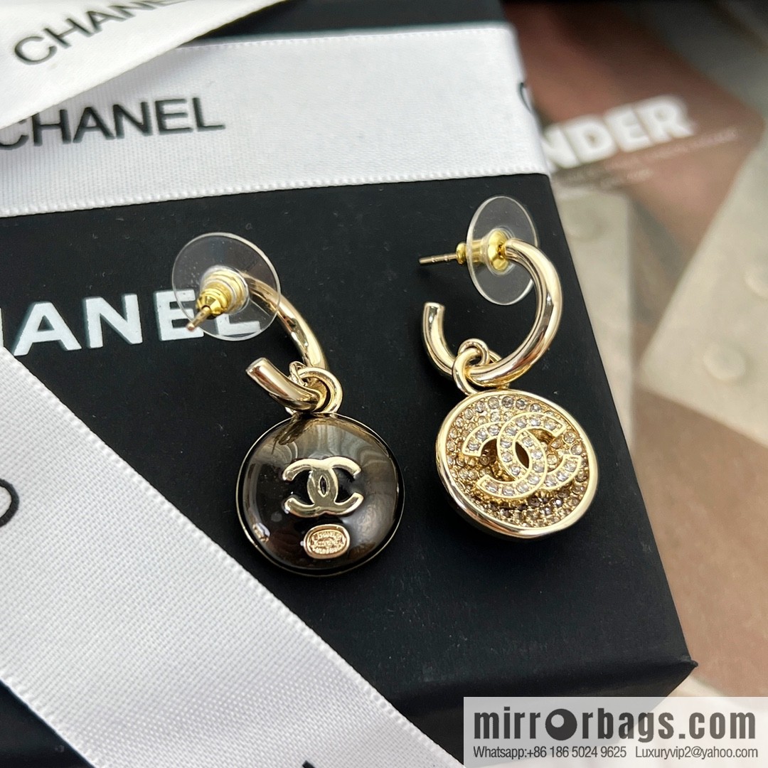 New ☑️ CHANEL Chanel c2 double c round full diamond stud earrings