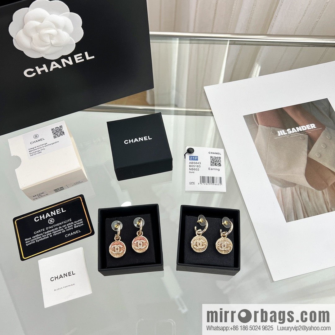 New ☑️ CHANEL Chanel c2 double c round full diamond stud earrings