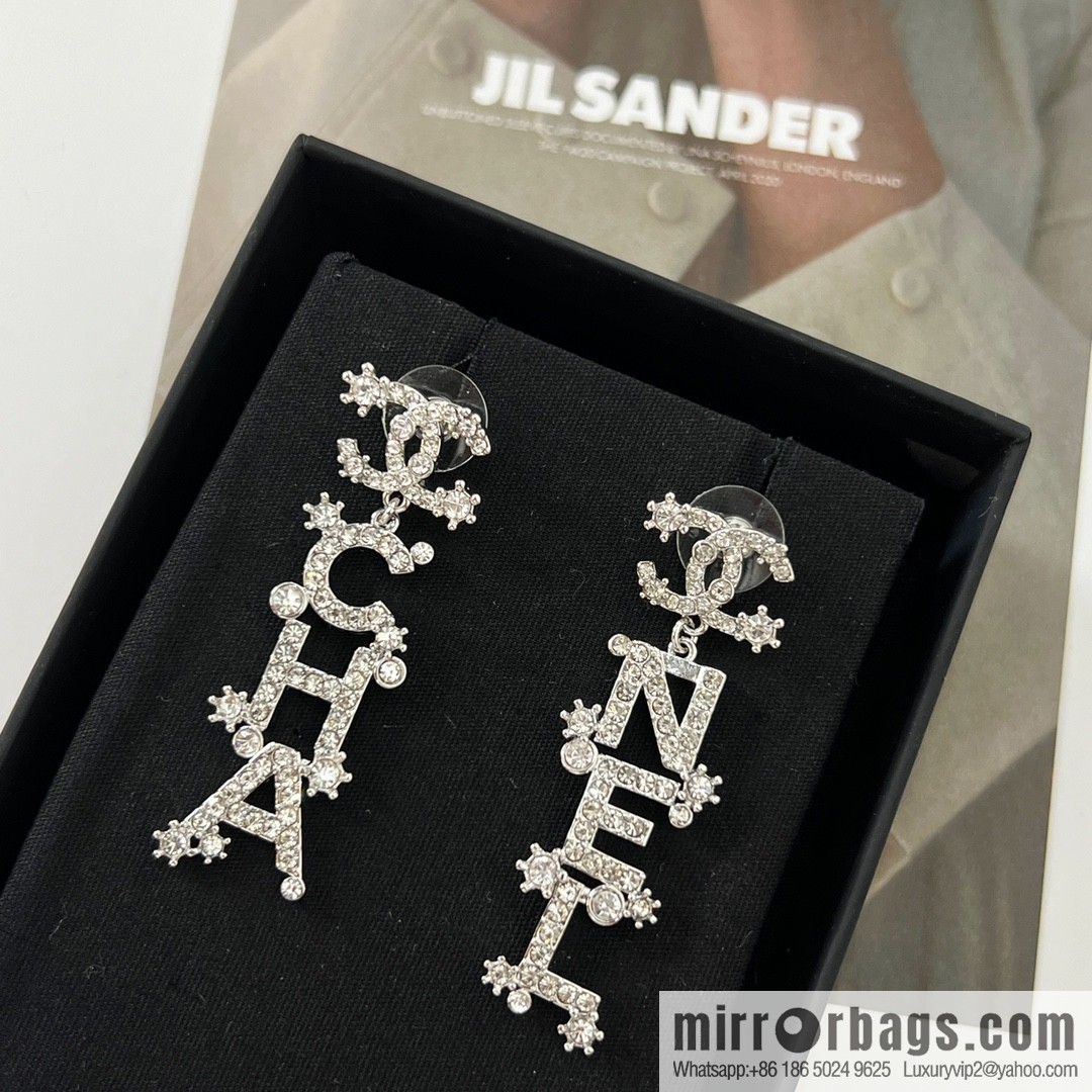 New ☑️ CHANEL Chanel double c full diamond letter earrings