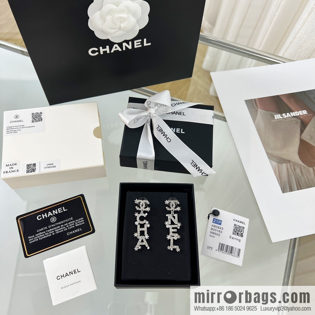 New ☑️ CHANEL Chanel double c full diamond letter earrings