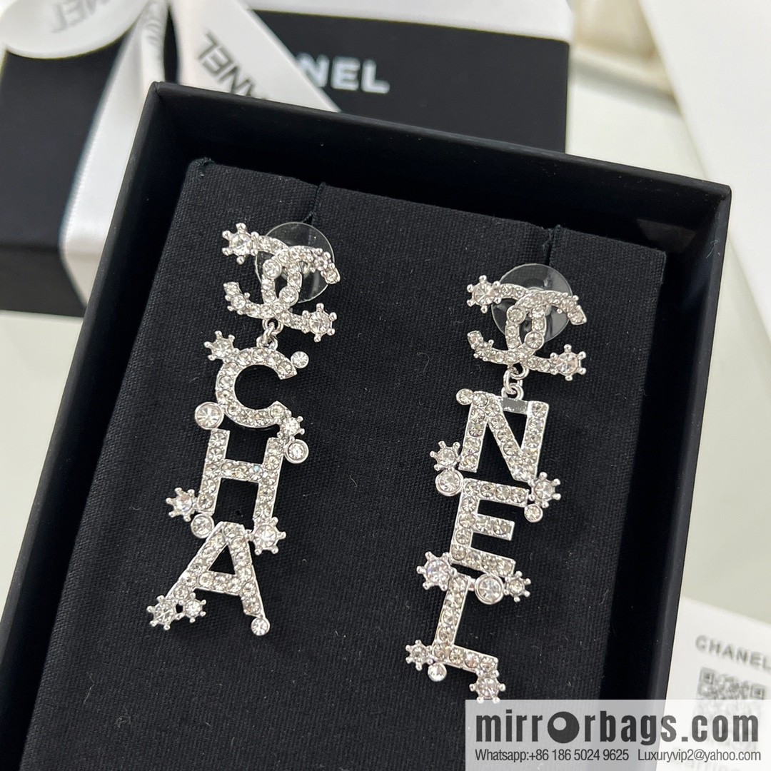 New ☑️ CHANEL Chanel double c full diamond letter earrings