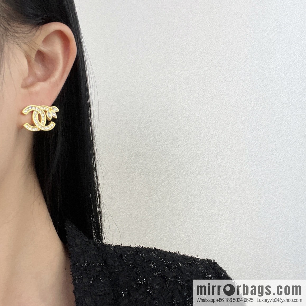 New ☑️ CHANEL Chanel gold double c wheat stud earrings