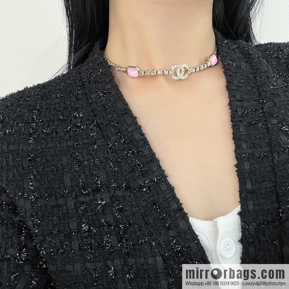 New ☑️ CHANEL Chanel double c pink diamond necklace