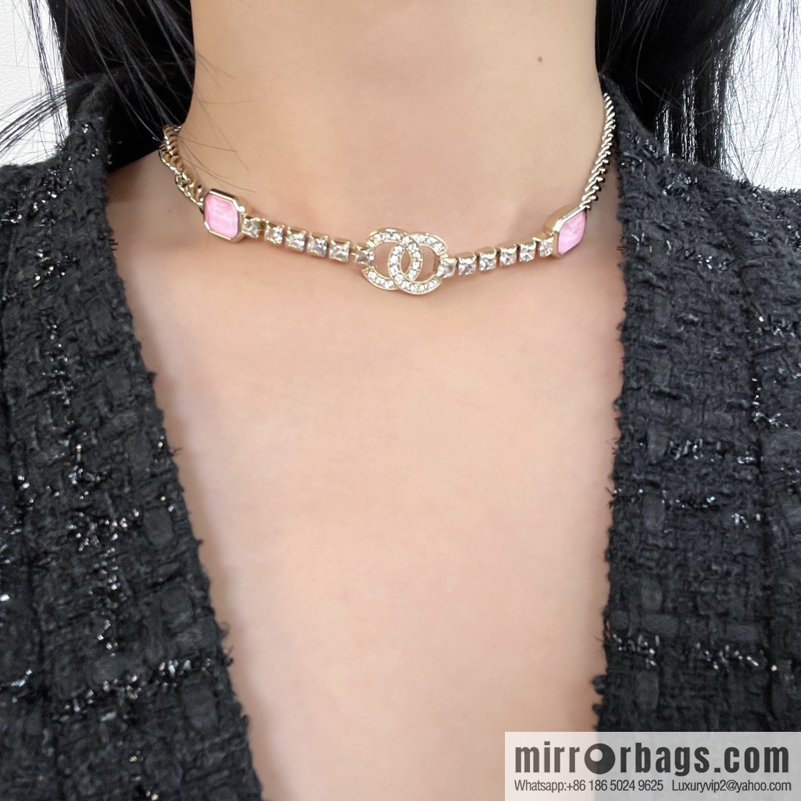 New ☑️ CHANEL Chanel double c pink diamond necklace