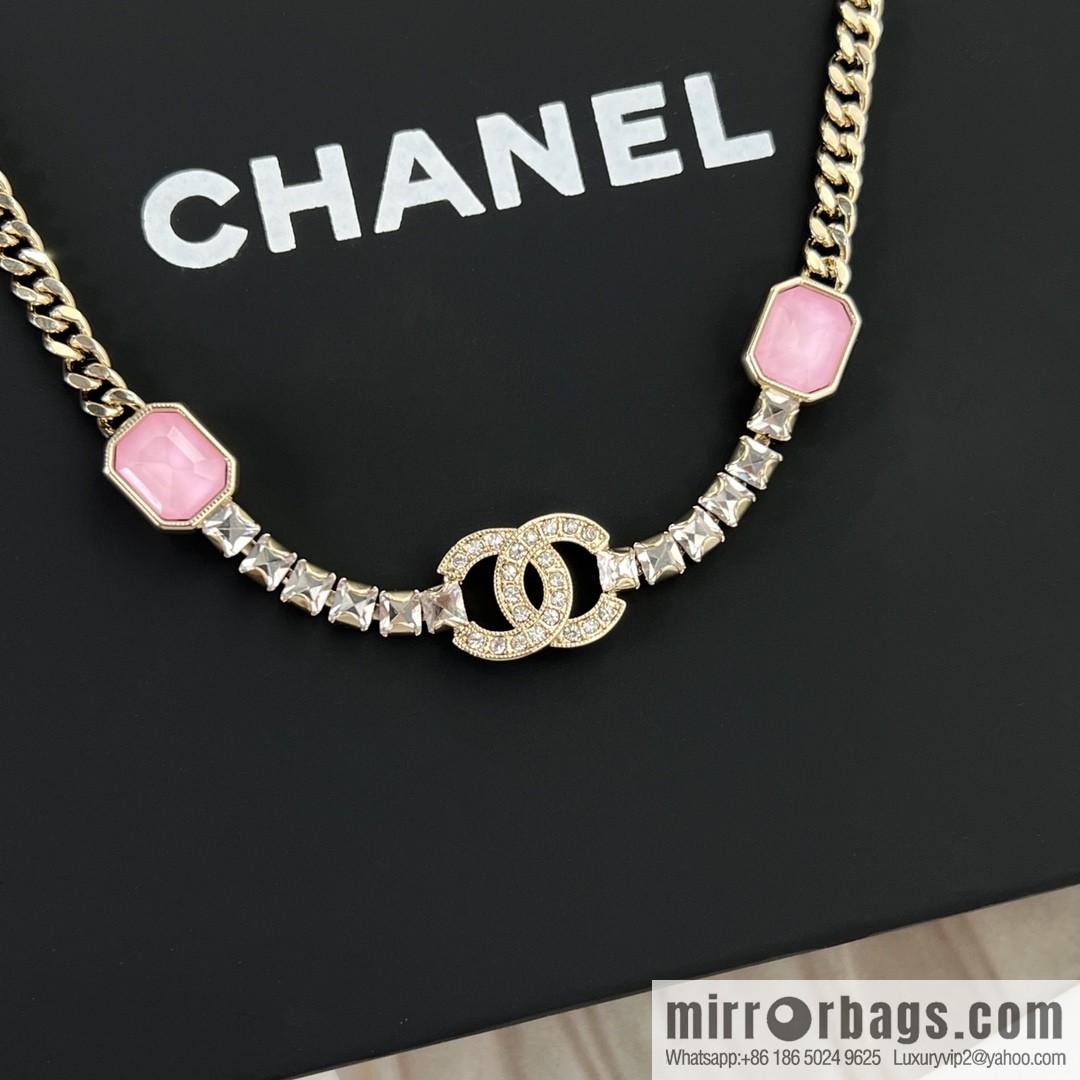 New ☑️ CHANEL Chanel double c pink diamond necklace