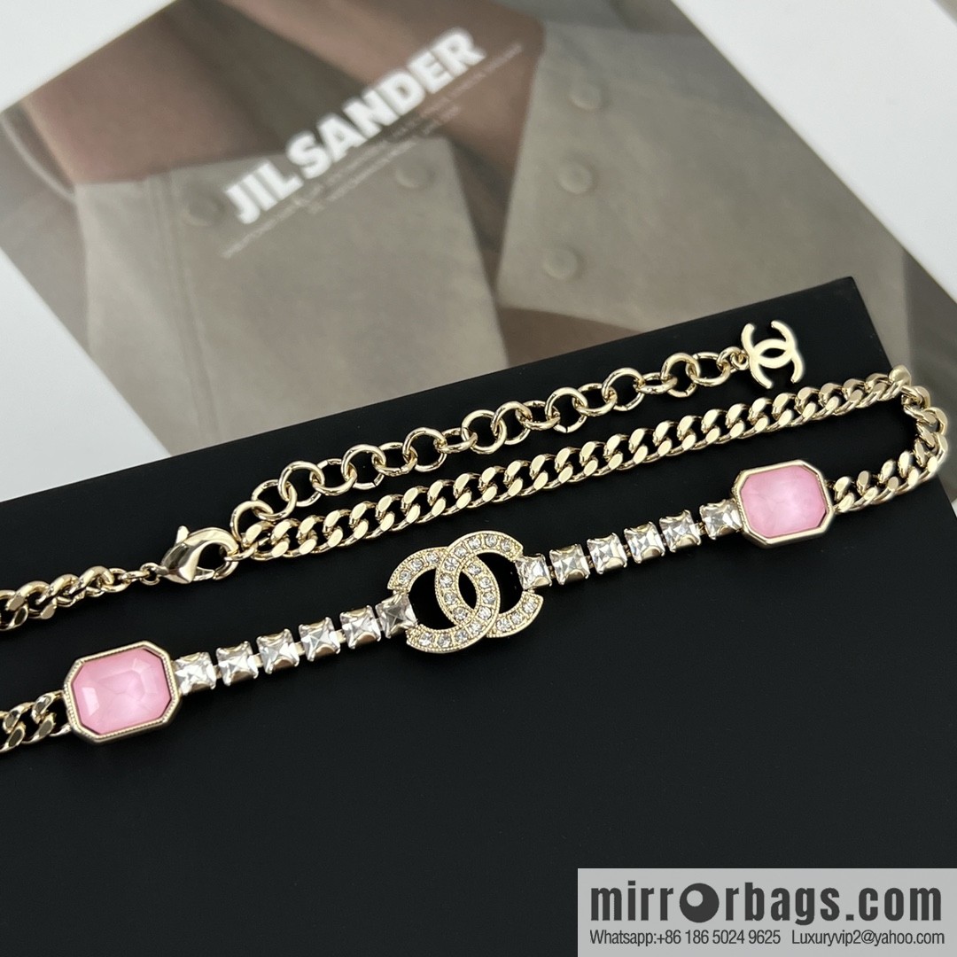 New ☑️ CHANEL Chanel double c pink diamond necklace