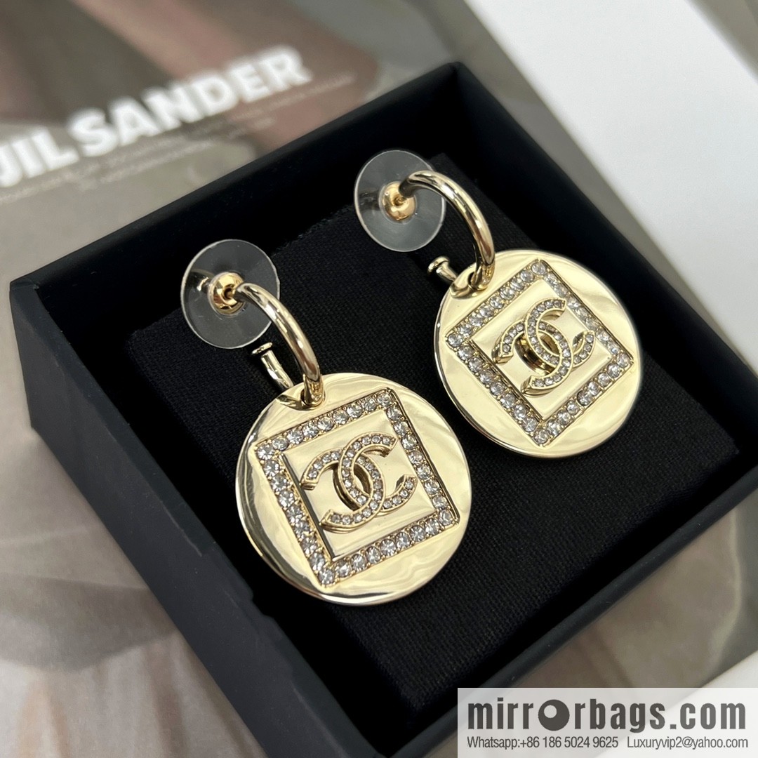 New ☑️ CHANEL Chanel c2 gold double c round stud earrings
