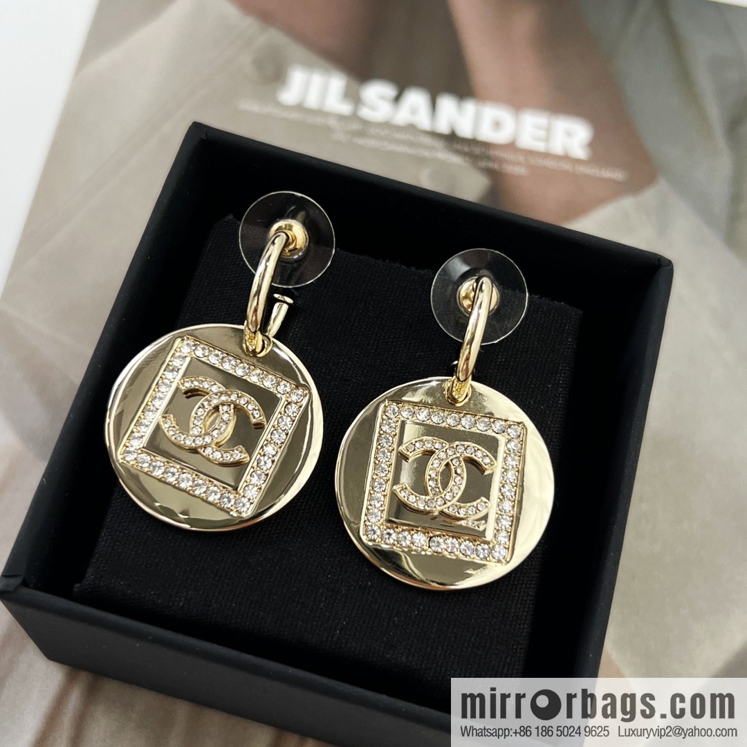 New ☑️ CHANEL Chanel c2 gold double c round stud earrings