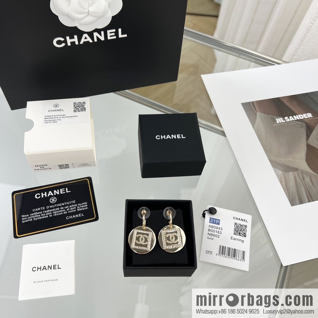 New ☑️ CHANEL Chanel c2 gold double c round stud earrings