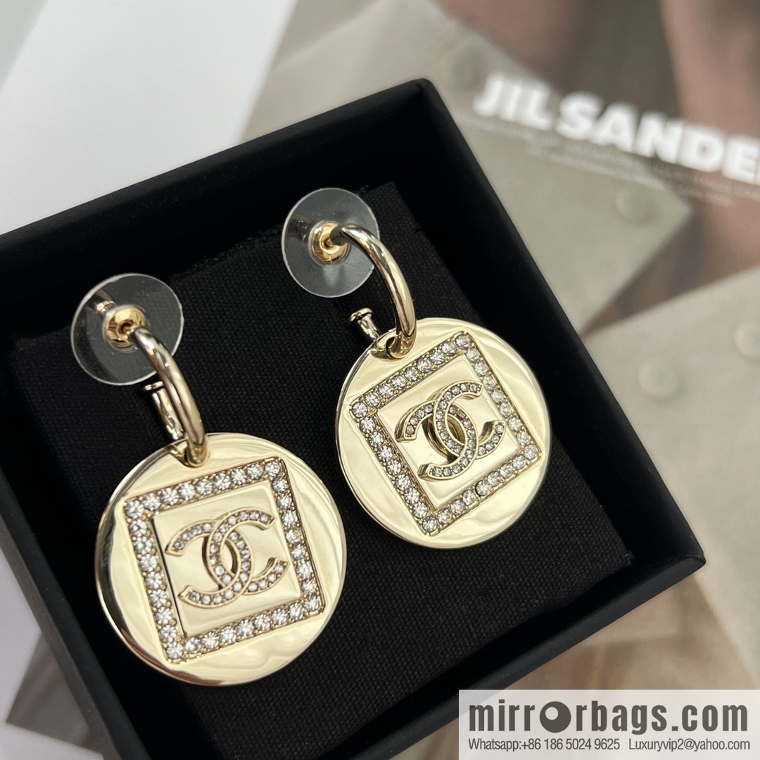 New ☑️ CHANEL Chanel c2 gold double c round stud earrings