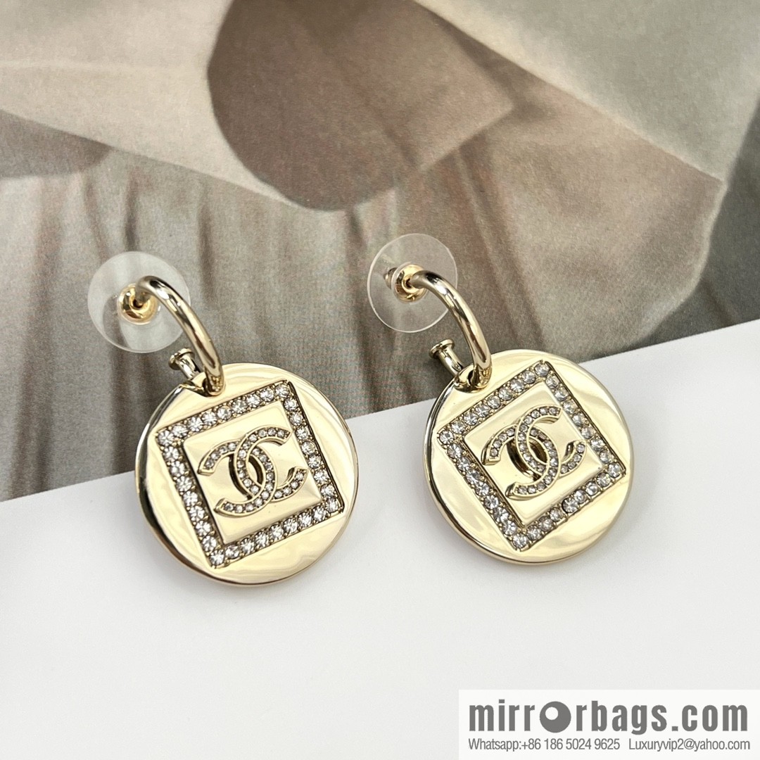 New ☑️ CHANEL Chanel c2 gold double c round stud earrings
