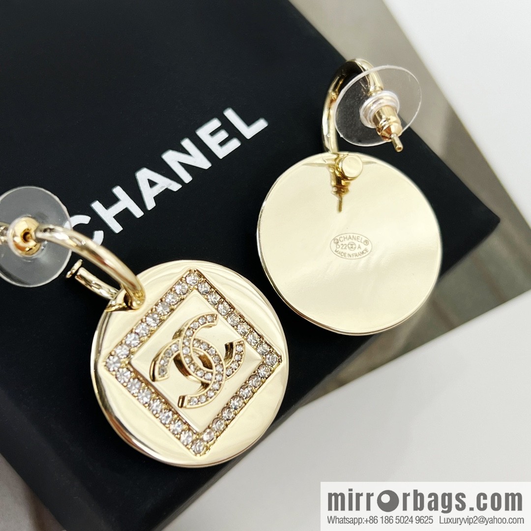 New ☑️ CHANEL Chanel c2 gold double c round stud earrings