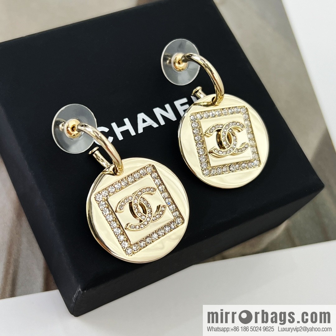 New ☑️ CHANEL Chanel c2 gold double c round stud earrings