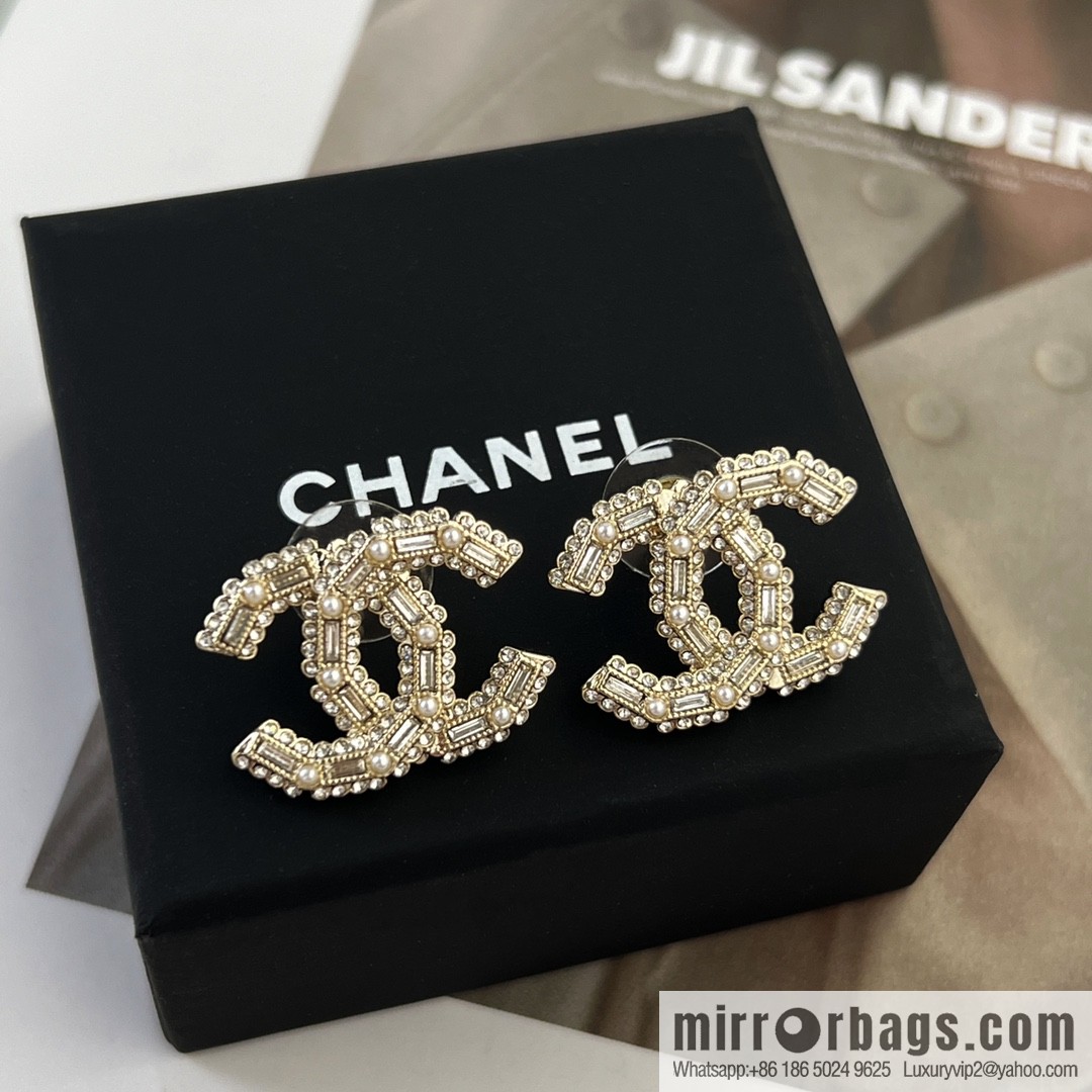 New ☑️ CHANEL Chanel c1 double c full diamond stud earrings