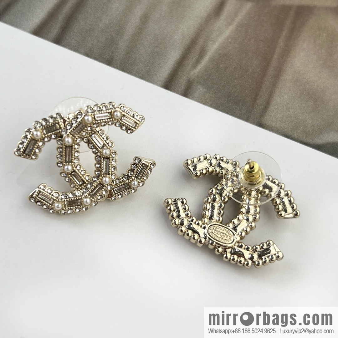 New ☑️ CHANEL Chanel c1 double c full diamond stud earrings