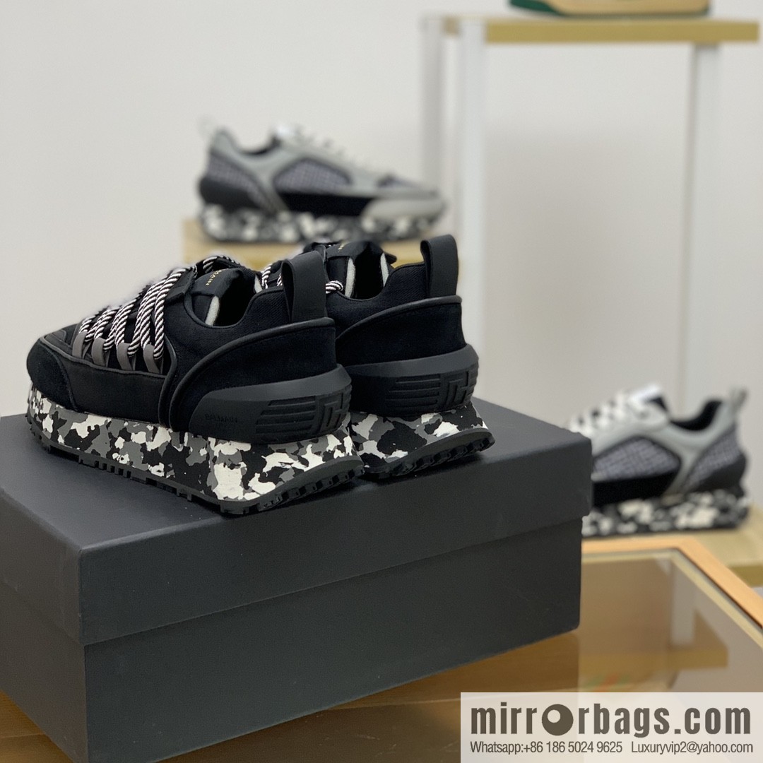 BALMA Balmain, made of calfskin polyester waterproof fabric, turned fur material, men's mecha style Casual Shoes