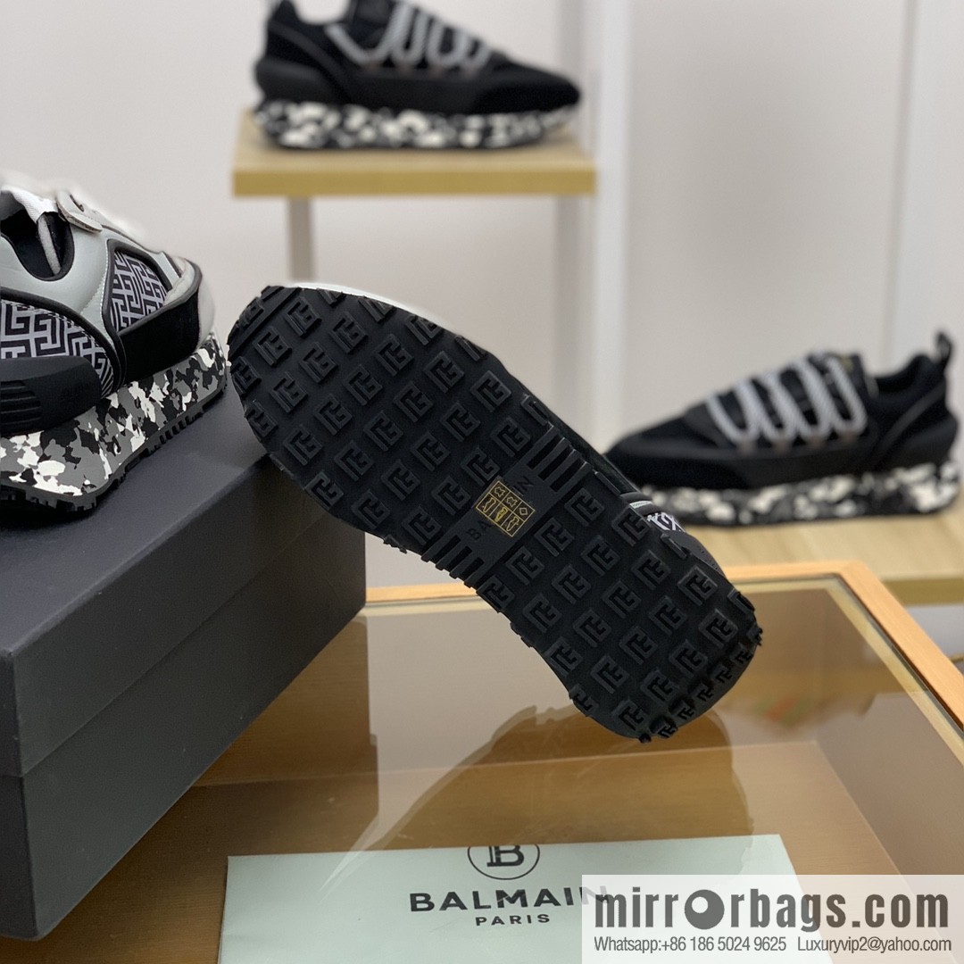 BALMA Balmain, made of calfskin polyester waterproof fabric, turned fur material, men's mecha style Casual Shoes