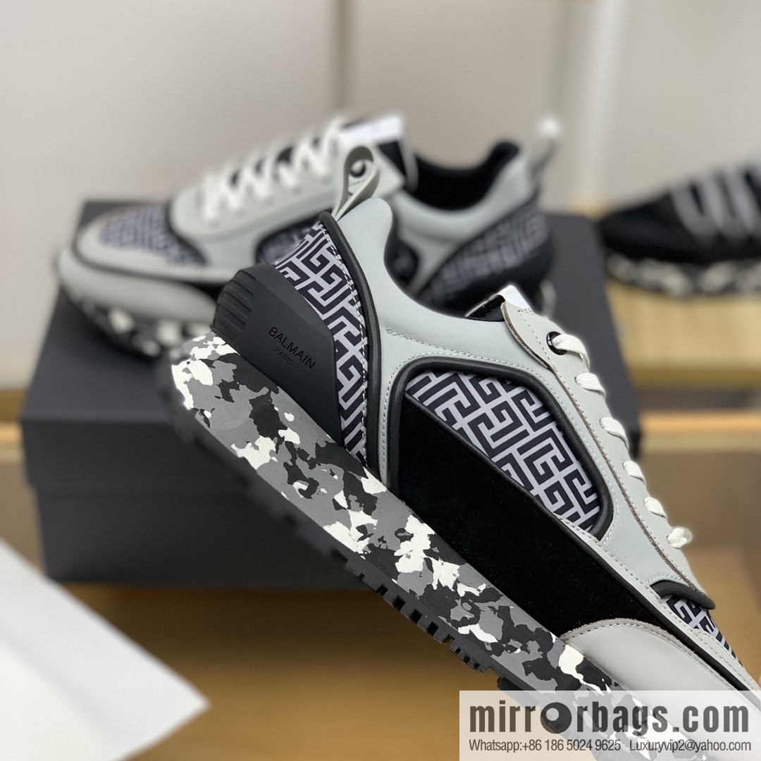 BALMA Balmain, made of calfskin polyester waterproof fabric, turned fur material, men's mecha style Casual Shoes