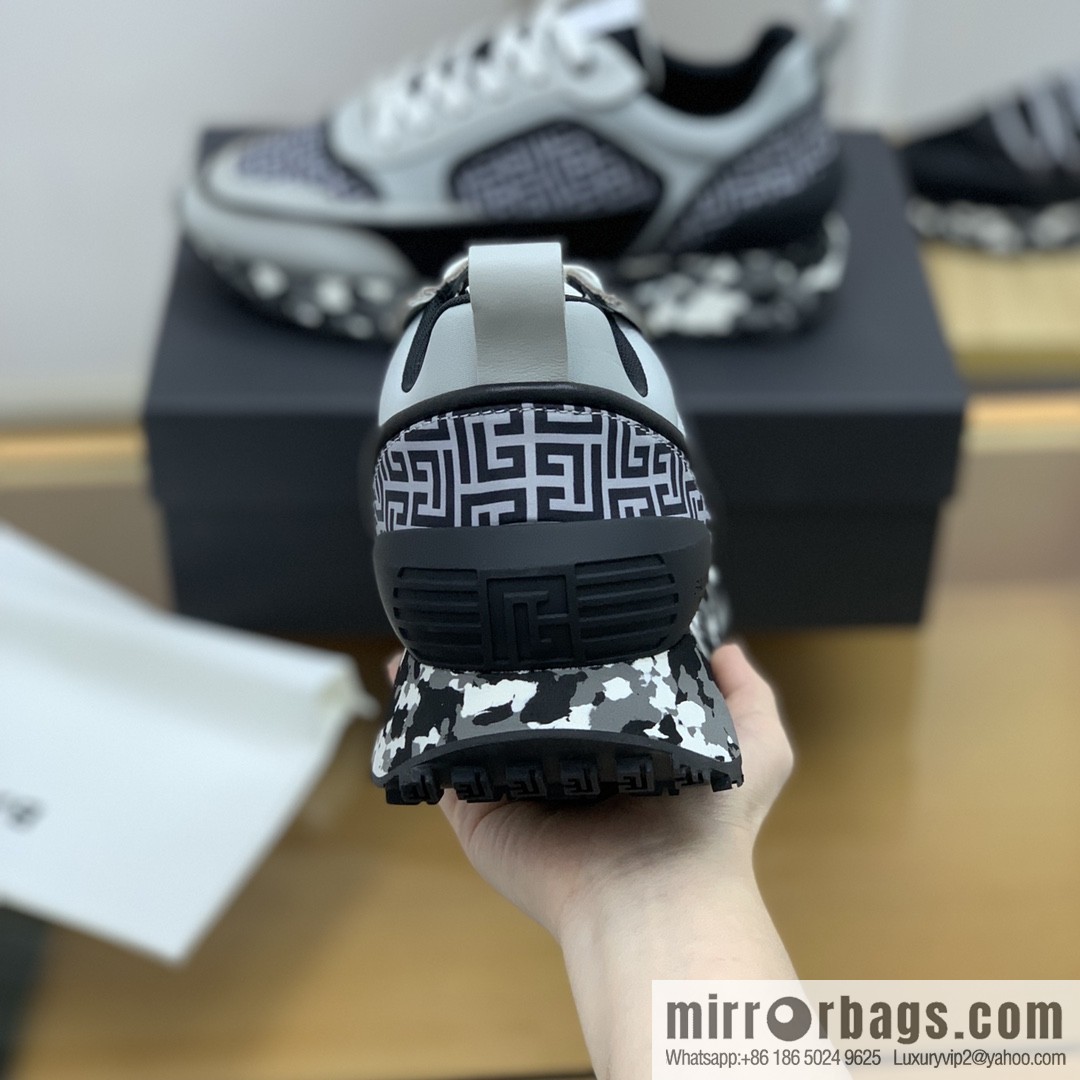 BALMA Balmain, made of calfskin polyester waterproof fabric, turned fur material, men's mecha style Casual Shoes