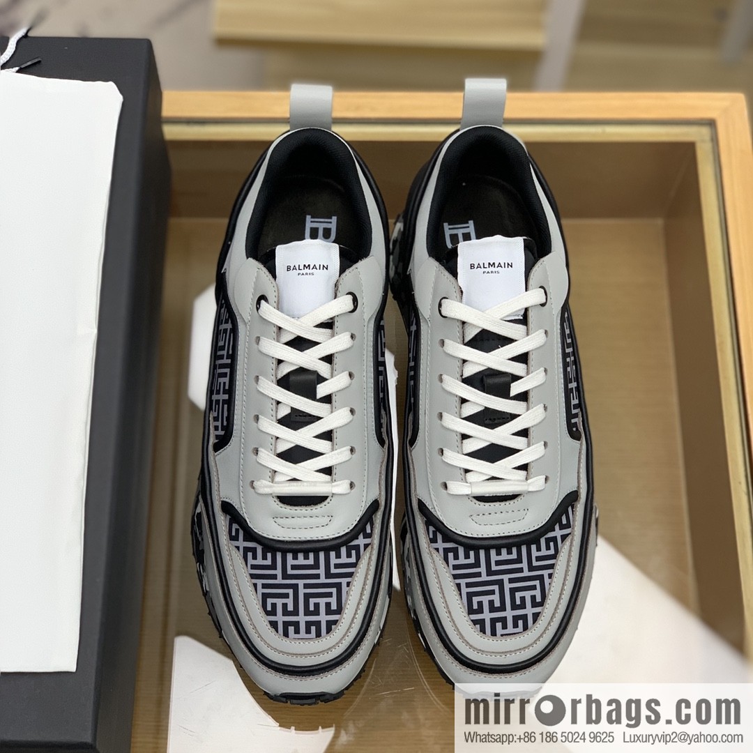 BALMA Balmain, made of calfskin polyester waterproof fabric, turned fur material, men's mecha style Casual Shoes