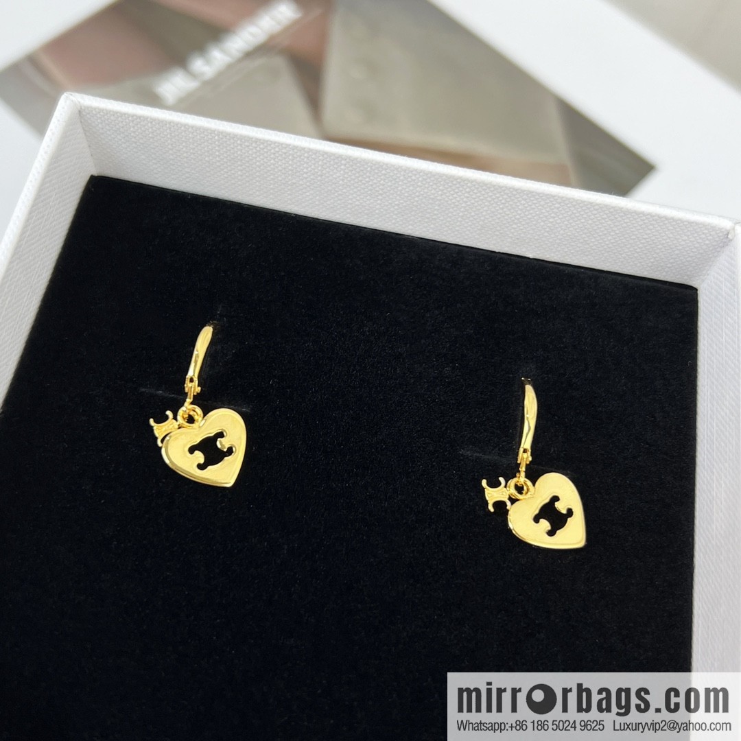 New Celine peach heart love stud earrings